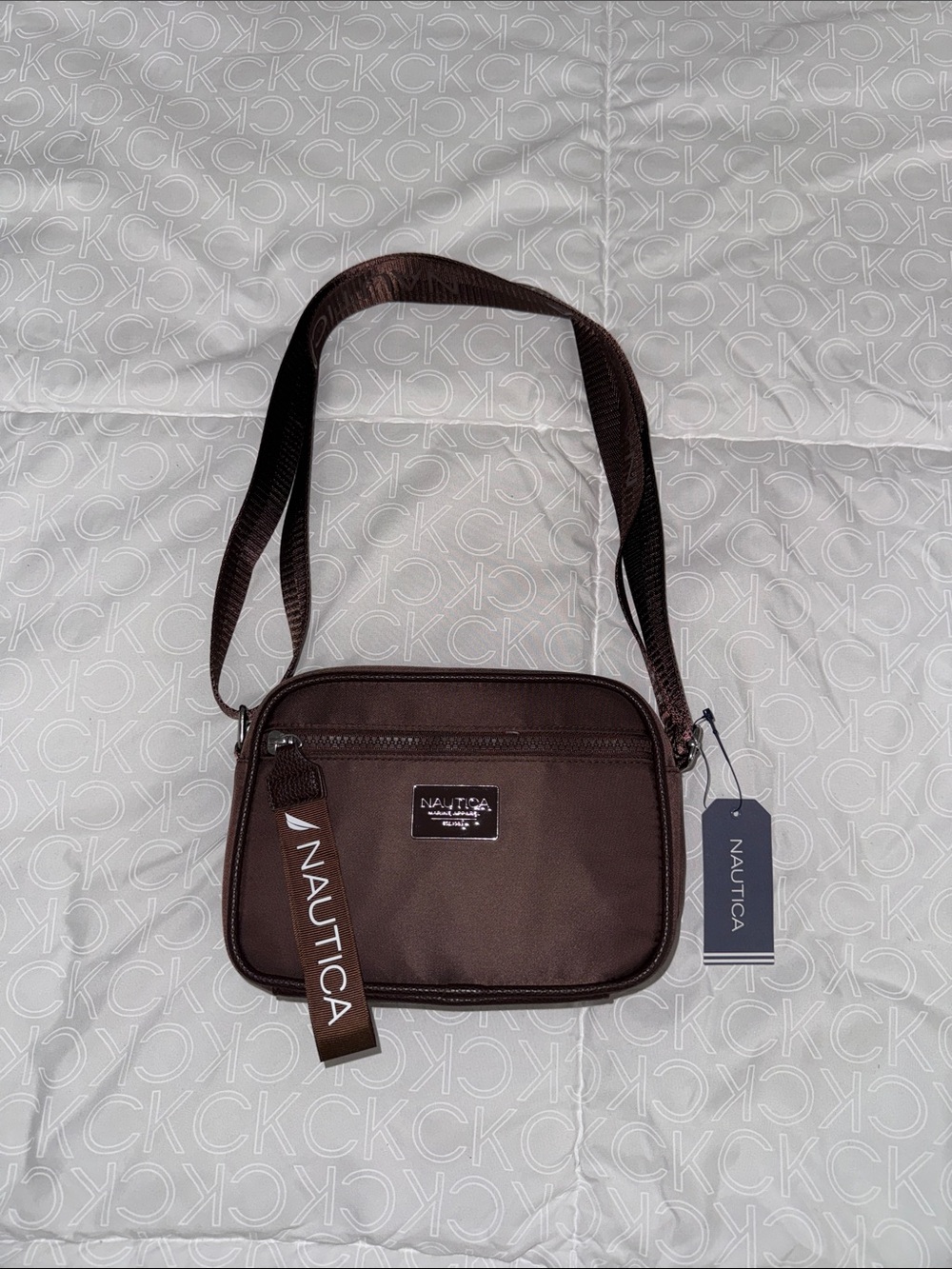 Nautica Brown Compact Crossbody Messenger Bag